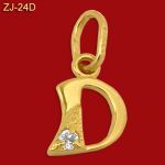 Złota zawieszka literka z cyrkonią "D" ZJ-24