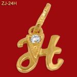 Złota zawieszka literka z cyrkonią "H" ZJ-24