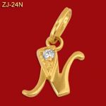 Złota zawieszka literka z cyrkonią "N" ZJ-24