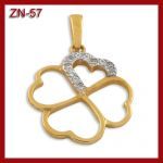 Złota zawieszka - serduszka z cyrkoniami ZN-57